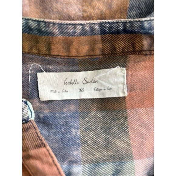 Anthropologie Isabella Sinclair sz. M Plaid Ruffle Flannel Popover Shirt - Picture 4 of 5